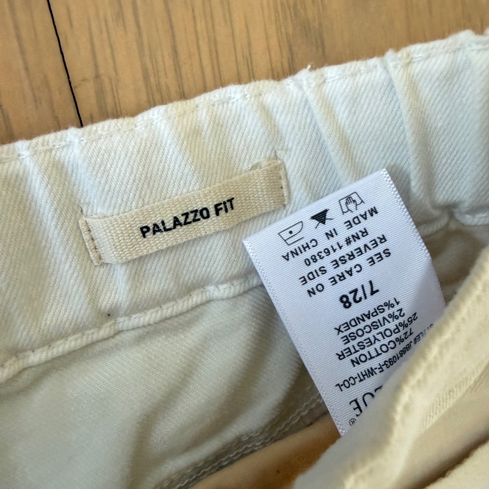 Judy Blue Palazzo Pants Womens 7/28 Long White Featherweight Elastic Drawstring - Picture 9 of 16